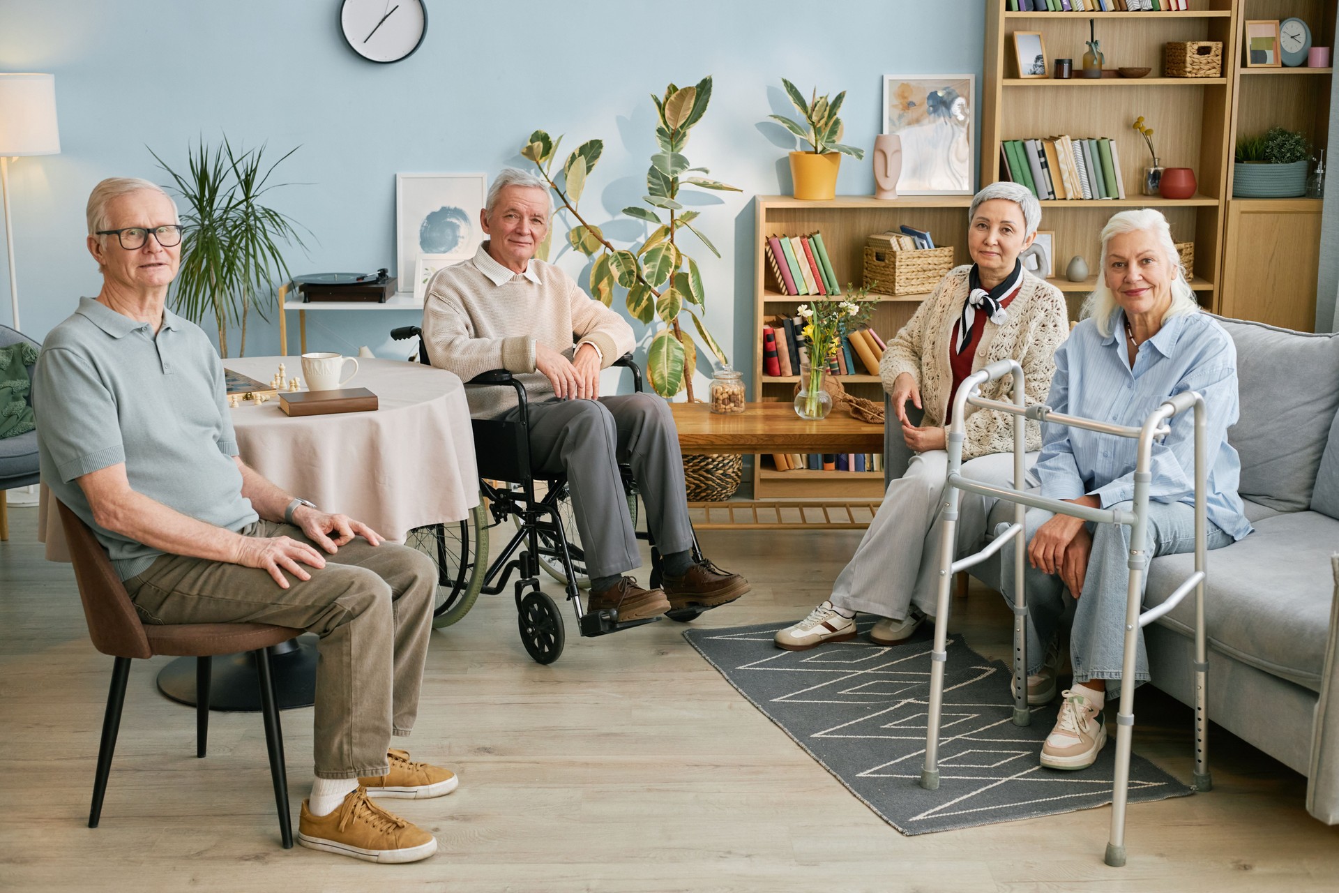 Seniors Enjoying Relaxing Time in Comfortable Living Room